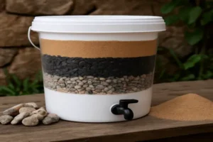 Aprenda a montar um filtro biológico caseiro com areia, carvão e brita para purificar água de forma ecológica e acessível.