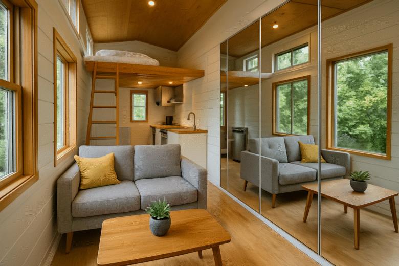 Aprenda a posicionar espelhos em tiny houses e ganhe sensação de amplitude e luz com ideias simples e funcionais para espaços compactos.